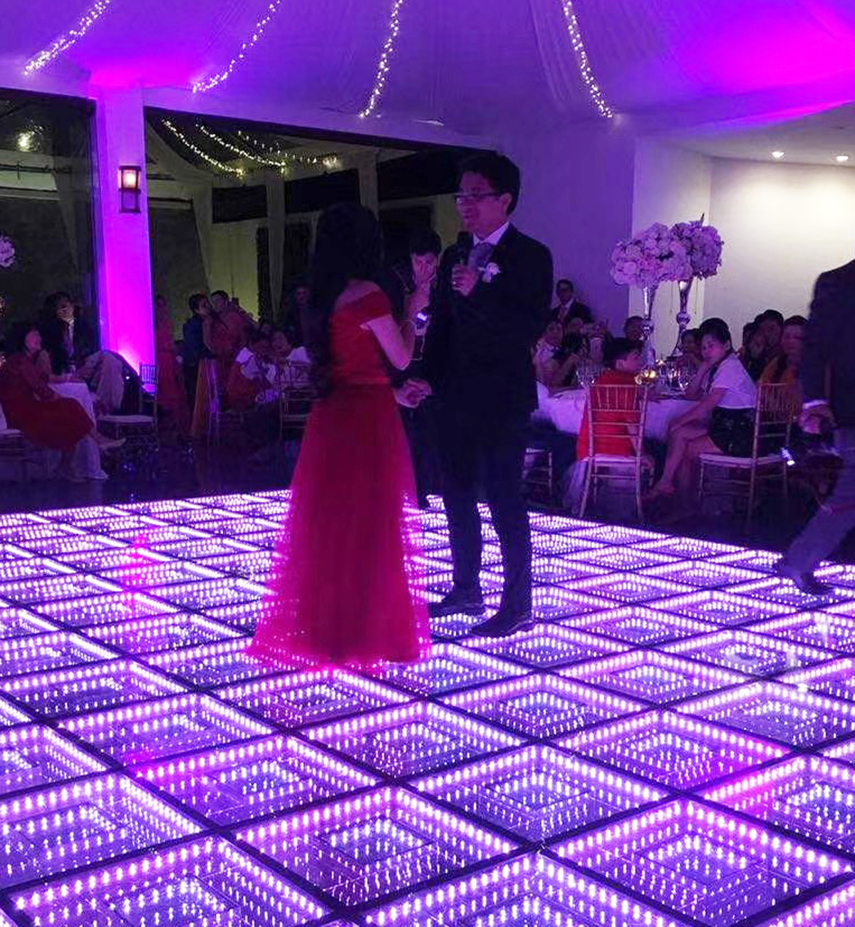 2022 Portátil Vidro Temperado Led Espelho Infinito Palco 3D Pista de Dança Casamento