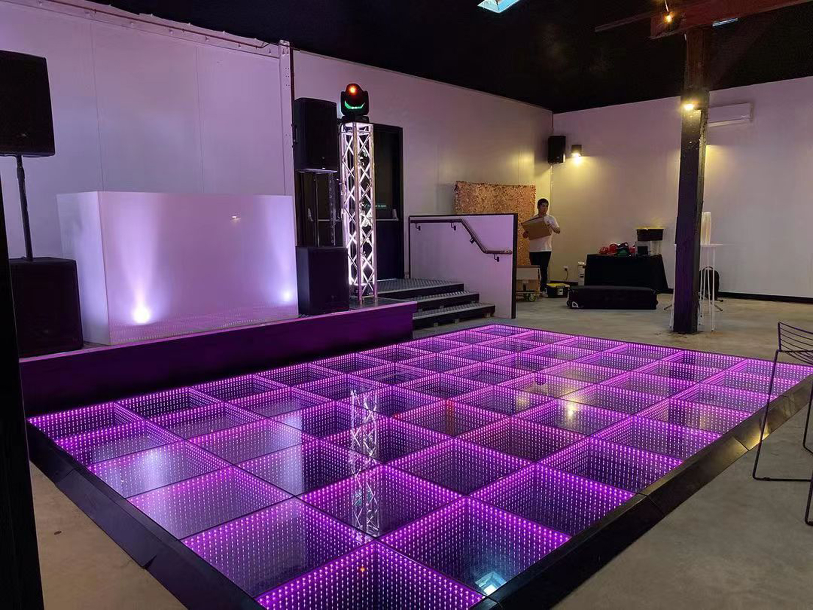 Vidro temperado Rgb discoteca Dj Club iluminado pista de dança infinita